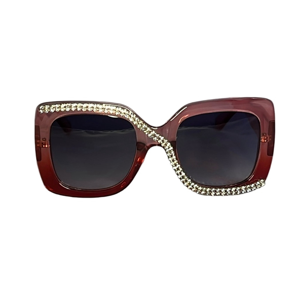 Accessories - RED SQUARE RHINESTONE SUNGLASSES W/FREE CASE ✨✨✨